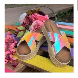 Iridescent Espadrille Sandals size 8